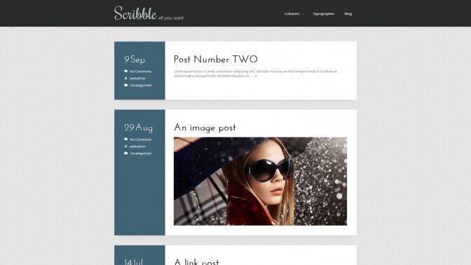 Scribble clean and free WordPress blogging theme